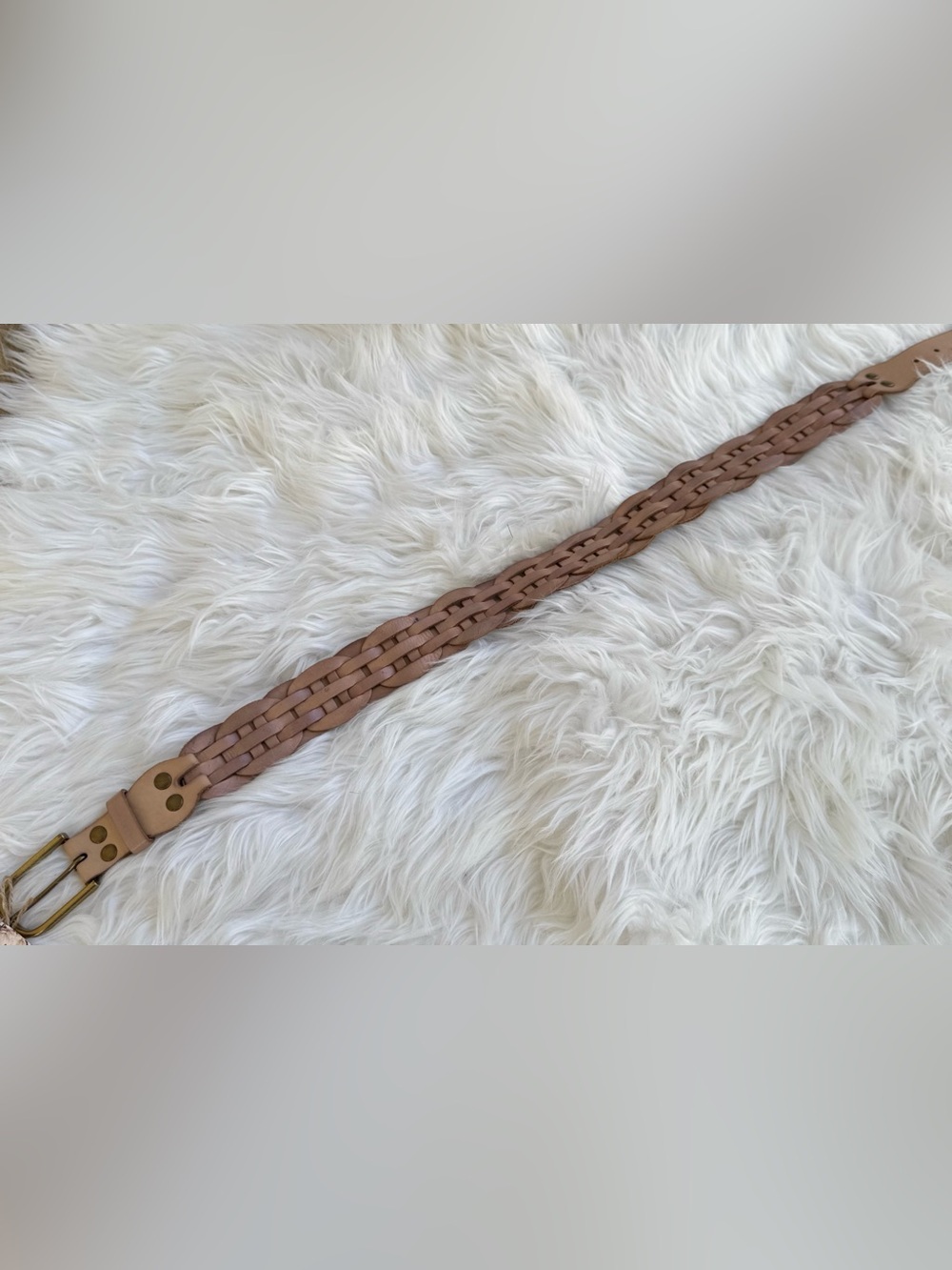 GAP Braided Leather Belt in Taupe